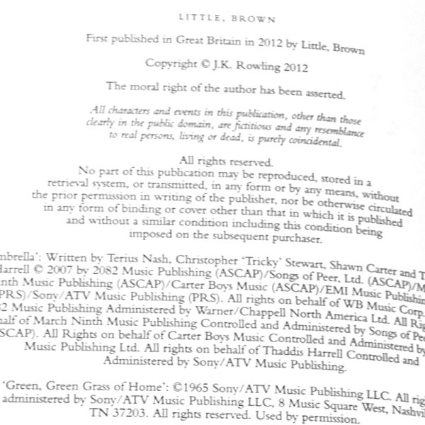 number line a casual vacancy rare book