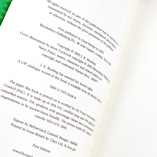 Harry Potter half blood prince rare books