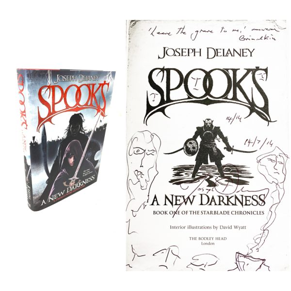 Spooks a New Darkness (STARBLADE CHRONICLES 1) By Joseph Delaney Signed and Doodled First Edition 14/14