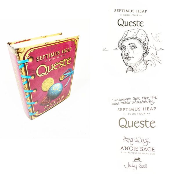 Queste (Septimus Heap Book 4) By Angie Sage Double Signed & Illustration By Mark Zug