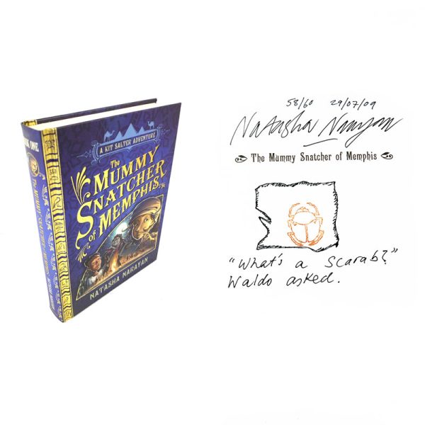 A Kit Salter Adventure: The Mummy Snatcher of Memphis By Natasha Narayan Signed & Doodled First Edition First Printing Book