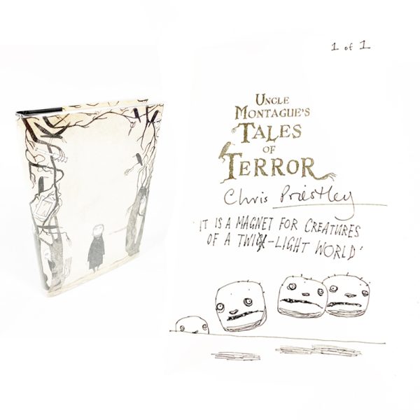 Uncle Montague's Tales of Terror By Christ Priestley Rare Signed Doodled First Edition Book (and rare cover print error)