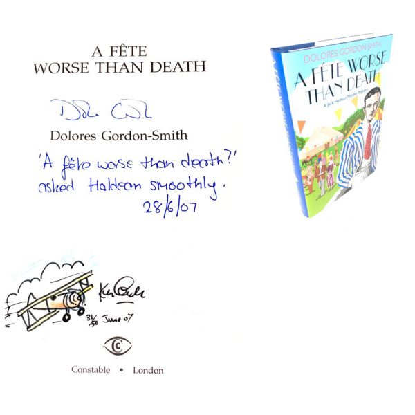 A Fete Worse than Death By Dolores Gordon-Smith Doodled Signed & Numbered Rare First Edition Book